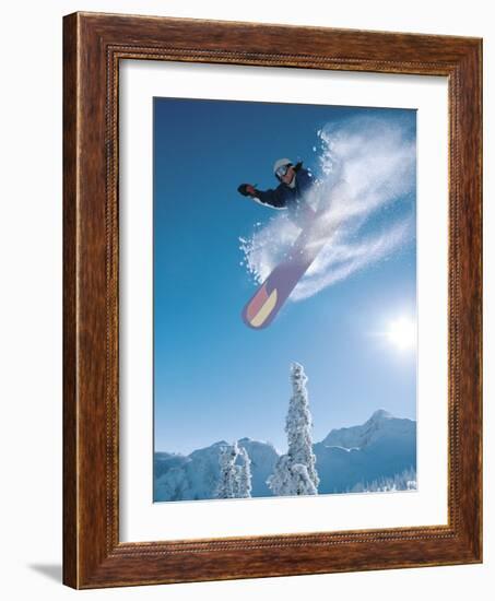 Man snowboarding on sunnny day-Henry Georgi-Framed Photographic Print