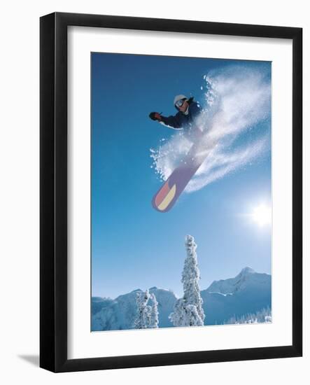 Man snowboarding on sunnny day-Henry Georgi-Framed Photographic Print