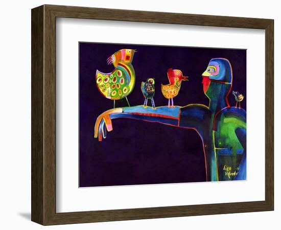 Man Speaking with Birds-Susse Volander-Framed Premium Giclee Print