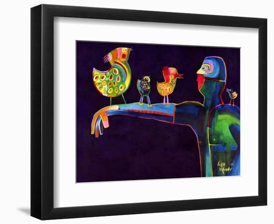 Man Speaking with Birds-Susse Volander-Framed Premium Giclee Print