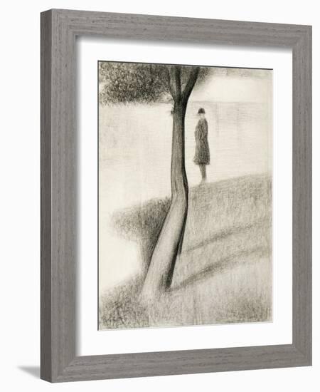 Man Standing Next to Tree; Study on La Grande Jatte, 1884-1885-Georges Seurat-Framed Giclee Print