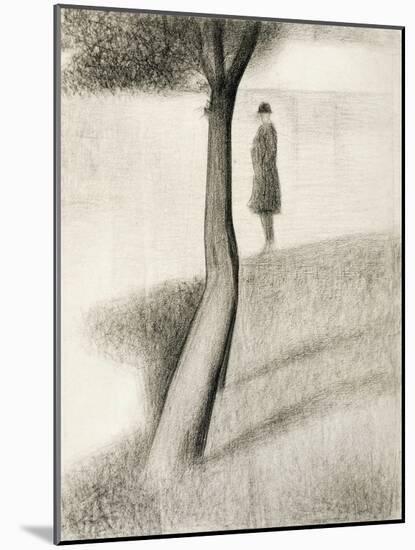 Man Standing Next to Tree; Study on La Grande Jatte, 1884-1885-Georges Seurat-Mounted Giclee Print