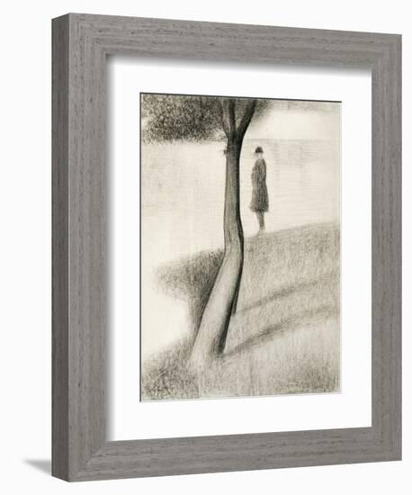 Man Standing Next to Tree; Study on La Grande Jatte, 1884-1885-Georges Seurat-Framed Giclee Print