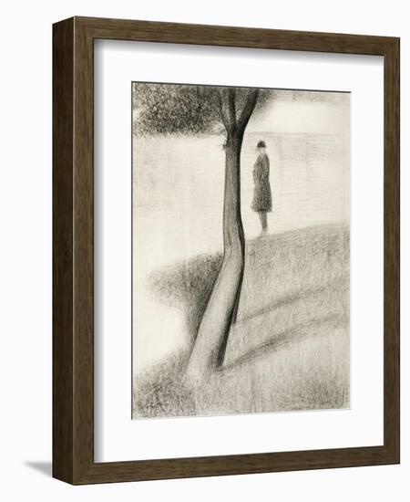 Man Standing Next to Tree; Study on La Grande Jatte, 1884-1885-Georges Seurat-Framed Giclee Print