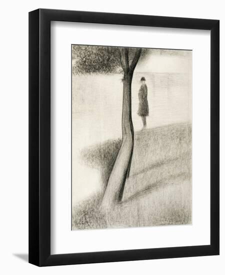 Man Standing Next to Tree; Study on La Grande Jatte, 1884-1885-Georges Seurat-Framed Giclee Print