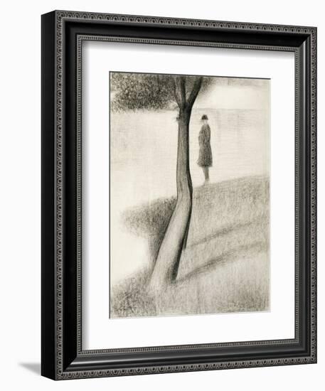 Man Standing Next to Tree; Study on La Grande Jatte, 1884-1885-Georges Seurat-Framed Giclee Print