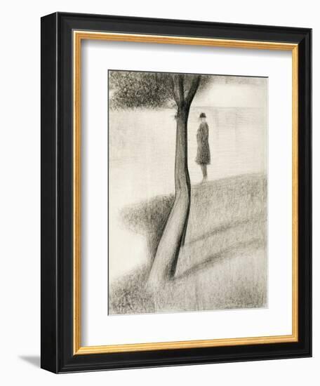 Man Standing Next to Tree; Study on La Grande Jatte, 1884-1885-Georges Seurat-Framed Giclee Print