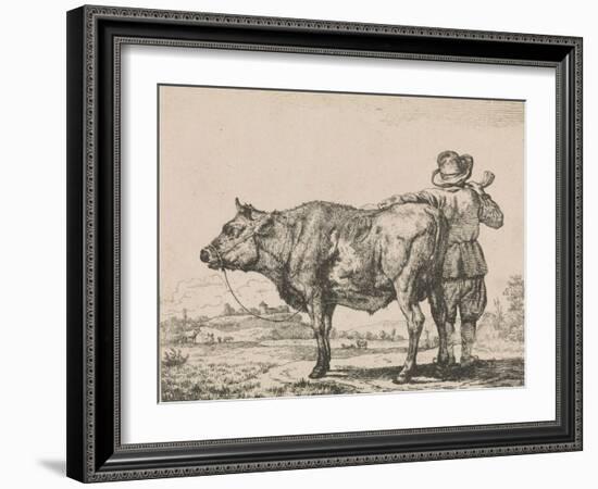 Man standing with bull-Adriaen van de Velde-Framed Giclee Print
