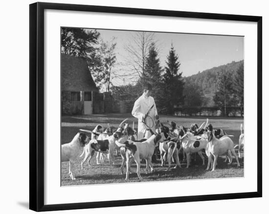 Man Standing with Group of Hounds at Rolling Rock Fox Hunt-Thomas D^ Mcavoy-Framed Photographic Print