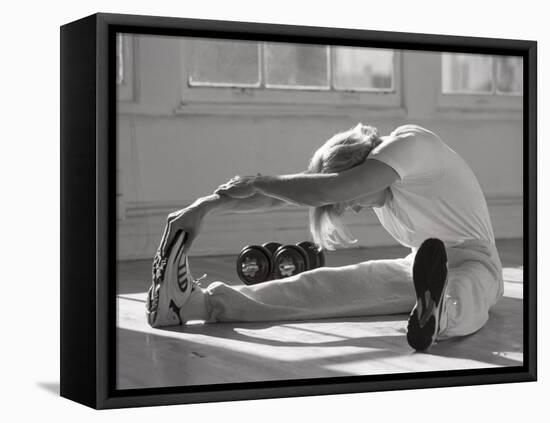 Man Stretching in Gym, New York, New York, USA-Chris Trotman-Framed Premier Image Canvas
