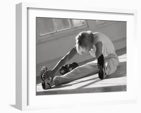 Man Stretching in Gym, New York, New York, USA-Chris Trotman-Framed Photographic Print