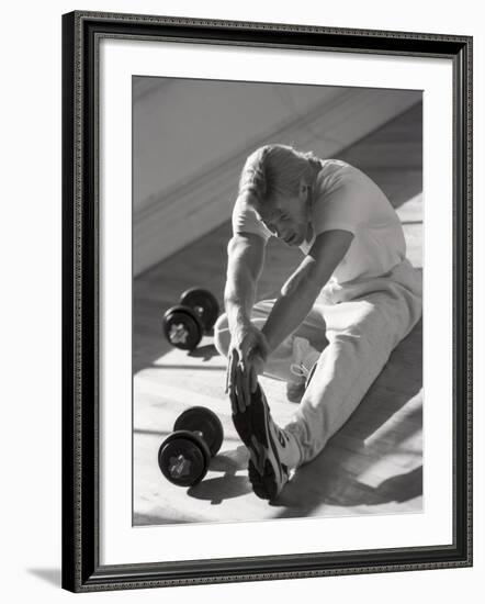 Man Stretching in Gym, New York, New York, USA-Chris Trotman-Framed Photographic Print