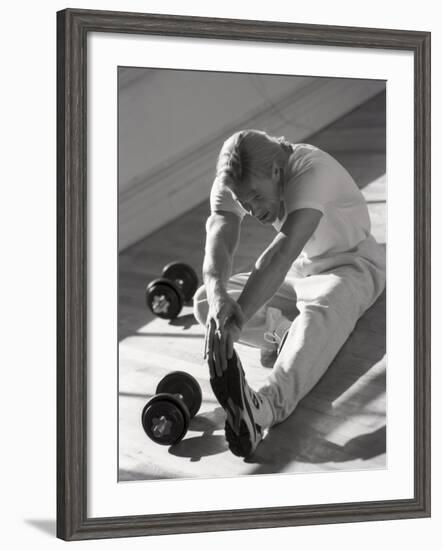 Man Stretching in Gym, New York, New York, USA-Chris Trotman-Framed Photographic Print