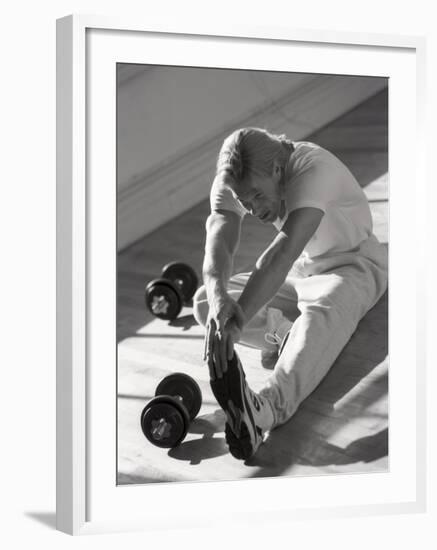 Man Stretching in Gym, New York, New York, USA-Chris Trotman-Framed Photographic Print