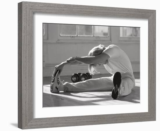 Man Stretching in Gym, New York, New York, USA-Chris Trotman-Framed Photographic Print