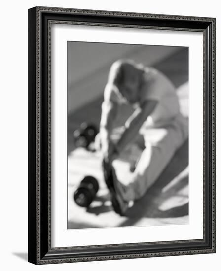 Man Stretching in Gym, New York, New York, USA-Chris Trotman-Framed Photographic Print