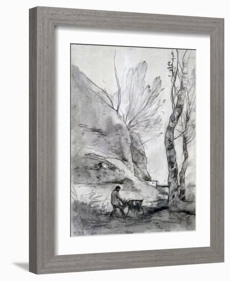 Man Struggling with a Goat, C1816-1875-Jean-Baptiste-Camille Corot-Framed Giclee Print