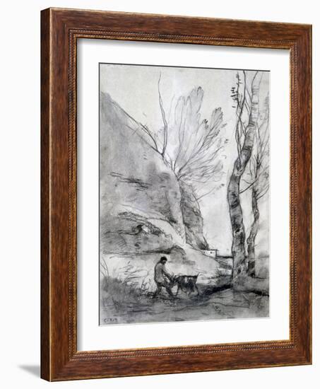 Man Struggling with a Goat, C1816-1875-Jean-Baptiste-Camille Corot-Framed Giclee Print