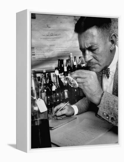Man Tasting Different Wines-null-Framed Premier Image Canvas
