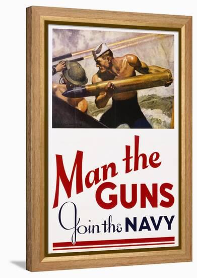 Man the Guns - Join the Navy Recruitment Poster-McClelland Barclay-Framed Premier Image Canvas