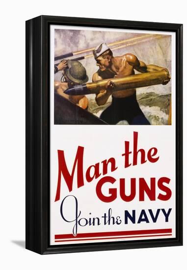 Man the Guns - Join the Navy Recruitment Poster-McClelland Barclay-Framed Premier Image Canvas