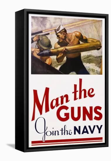 Man the Guns - Join the Navy Recruitment Poster-McClelland Barclay-Framed Premier Image Canvas