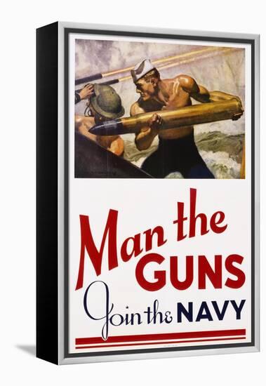 Man the Guns - Join the Navy Recruitment Poster-McClelland Barclay-Framed Premier Image Canvas