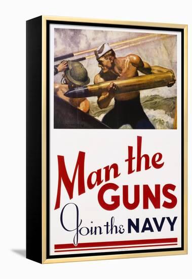 Man the Guns - Join the Navy Recruitment Poster-McClelland Barclay-Framed Premier Image Canvas
