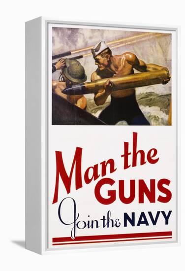 Man the Guns - Join the Navy Recruitment Poster-McClelland Barclay-Framed Premier Image Canvas