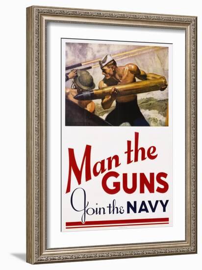 Man the Guns - Join the Navy Recruitment Poster-McClelland Barclay-Framed Giclee Print