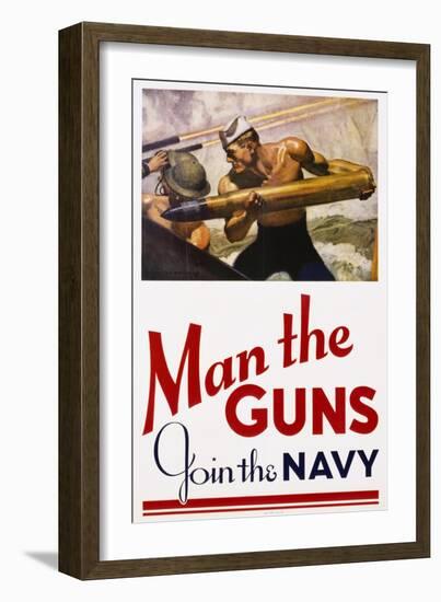 Man the Guns - Join the Navy Recruitment Poster-McClelland Barclay-Framed Giclee Print