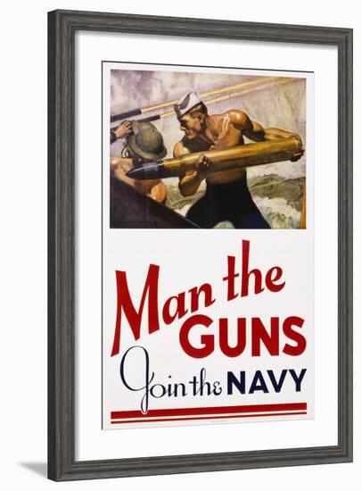 Man the Guns - Join the Navy Recruitment Poster-McClelland Barclay-Framed Giclee Print