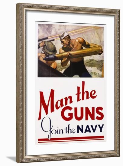 Man the Guns - Join the Navy Recruitment Poster-McClelland Barclay-Framed Giclee Print