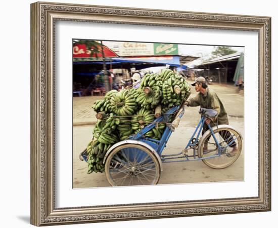 Man Transporting Bananas on Cyclo, Hue, Vietnam, Indochina, Southeast Asia, Asia-Colin Brynn-Framed Photographic Print