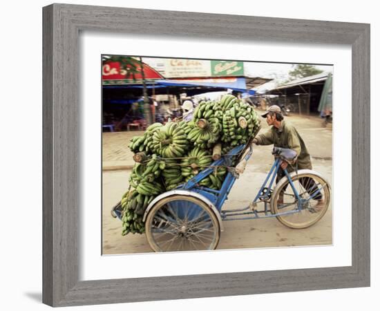 Man Transporting Bananas on Cyclo, Hue, Vietnam, Indochina, Southeast Asia, Asia-Colin Brynn-Framed Photographic Print