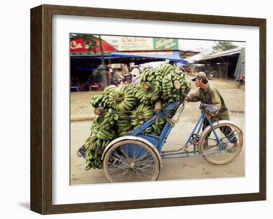 Man Transporting Bananas on Cyclo, Hue, Vietnam, Indochina, Southeast Asia, Asia-Colin Brynn-Framed Photographic Print