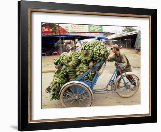 Man Transporting Bananas on Cyclo, Hue, Vietnam, Indochina, Southeast Asia, Asia-Colin Brynn-Framed Photographic Print