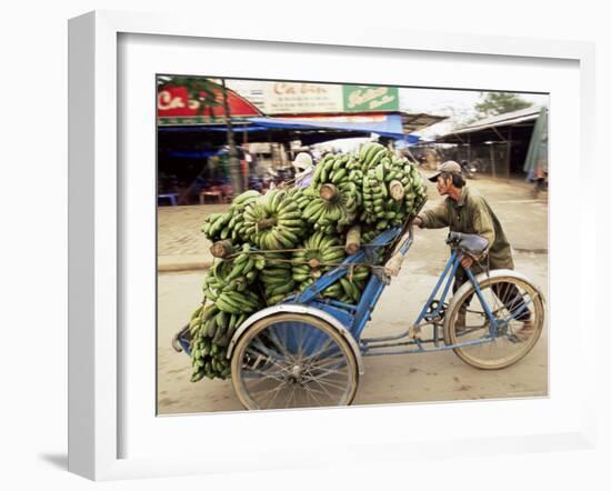 Man Transporting Bananas on Cyclo, Hue, Vietnam, Indochina, Southeast Asia, Asia-Colin Brynn-Framed Photographic Print