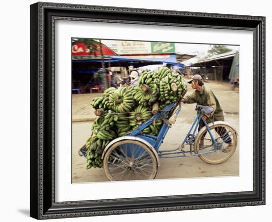 Man Transporting Bananas on Cyclo, Hue, Vietnam, Indochina, Southeast Asia, Asia-Colin Brynn-Framed Photographic Print