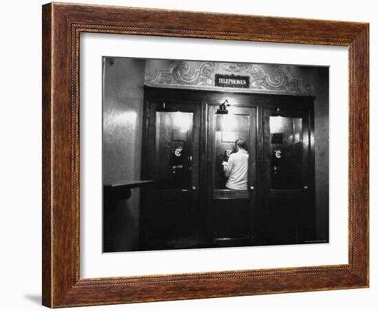 Man Using the Public Telephone Booth-Walter Sanders-Framed Photographic Print