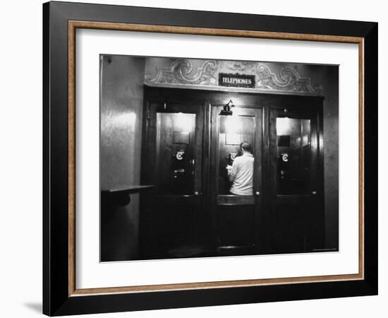 Man Using the Public Telephone Booth-Walter Sanders-Framed Photographic Print