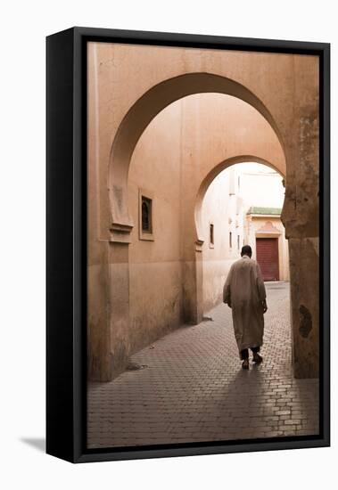 Man Walking Down Narrow Alley by Ali Ben Youssef Medersa, North Africa-Stephen Studd-Framed Premier Image Canvas