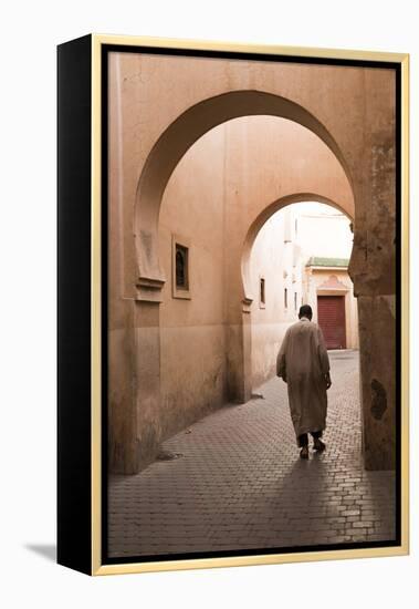 Man Walking Down Narrow Alley by Ali Ben Youssef Medersa, North Africa-Stephen Studd-Framed Premier Image Canvas