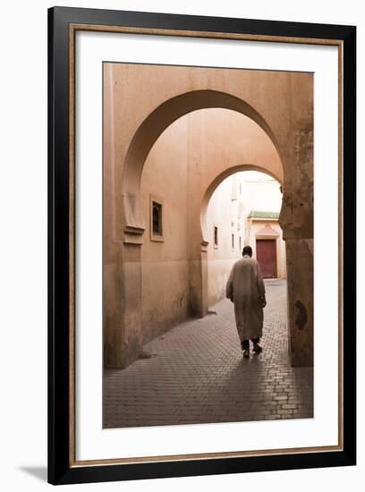 Man Walking Down Narrow Alley by Ali Ben Youssef Medersa, North Africa-Stephen Studd-Framed Photographic Print