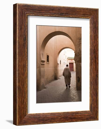 Man Walking Down Narrow Alley by Ali Ben Youssef Medersa, North Africa-Stephen Studd-Framed Photographic Print