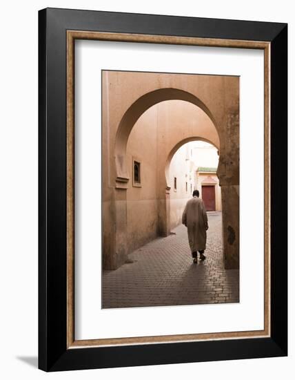 Man Walking Down Narrow Alley by Ali Ben Youssef Medersa, North Africa-Stephen Studd-Framed Photographic Print