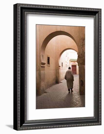 Man Walking Down Narrow Alley by Ali Ben Youssef Medersa, North Africa-Stephen Studd-Framed Photographic Print