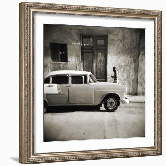 Man Walking Past Old American Car, Havana, Cuba, West Indies, Central America-Lee Frost-Framed Photographic Print