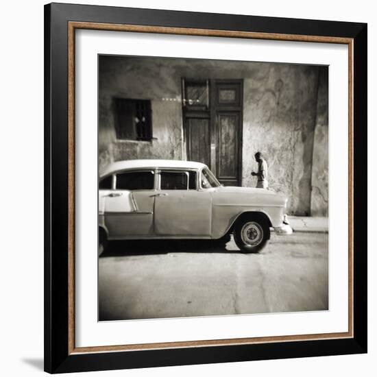 Man Walking Past Old American Car, Havana, Cuba, West Indies, Central America-Lee Frost-Framed Photographic Print