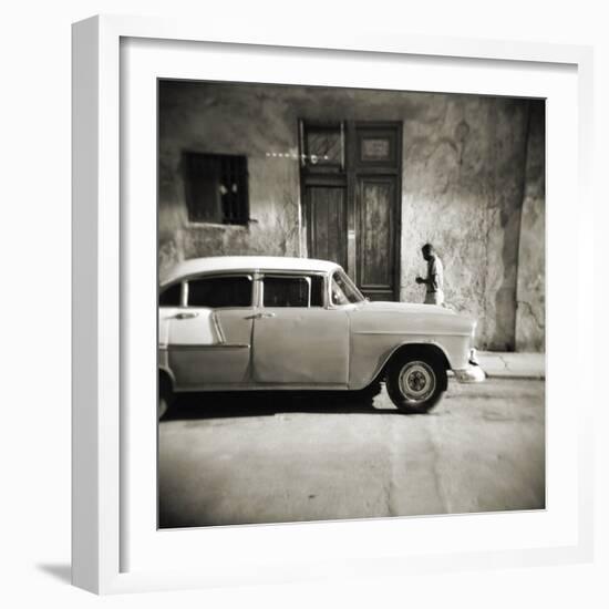 Man Walking Past Old American Car, Havana, Cuba, West Indies, Central America-Lee Frost-Framed Photographic Print